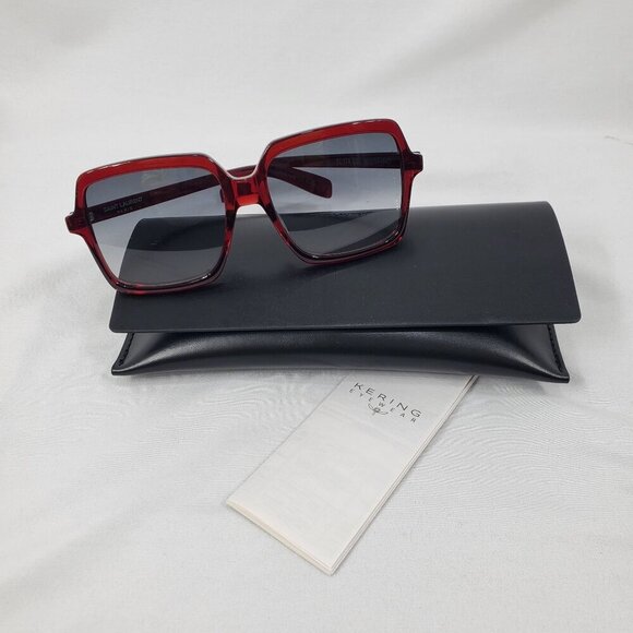 Saint Laurent Women's SL174 Red Square Sunglasses Gradient Lens Oversized NEW - Picture 5 of 8